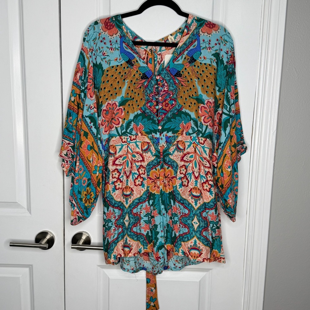 NEW FP to Love Floral Lotus Bohemian Gypsy kimono sleeve Romper size Small